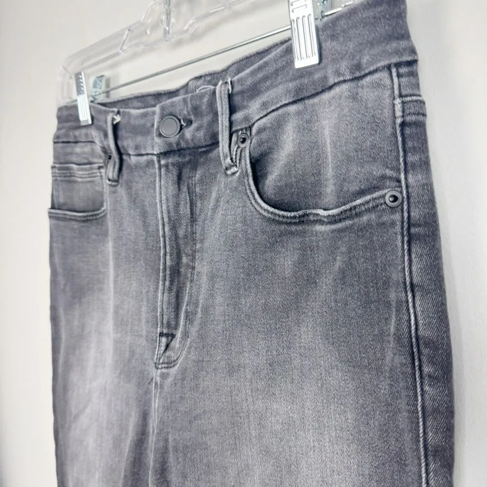 GOOD AMERICAN | Good Waist Black Wash Skinny Jeans Fray Hem Women’s Size 8/29